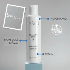 Levissime be.CLEAN MILK – profesionální čisticí mléko s niacinamidem pro suchou a zralou pleť, 200 ml