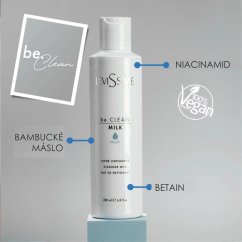 Levissime be.CLEAN MILK – profesionální čisticí mléko s niacinamidem pro suchou a zralou pleť, 200 ml