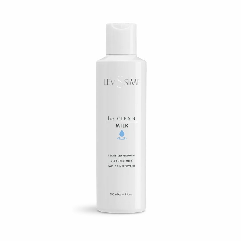 Levissime be.CLEAN MILK – profesionální čisticí mléko s niacinamidem pro suchou a zralou pleť, 200 ml
