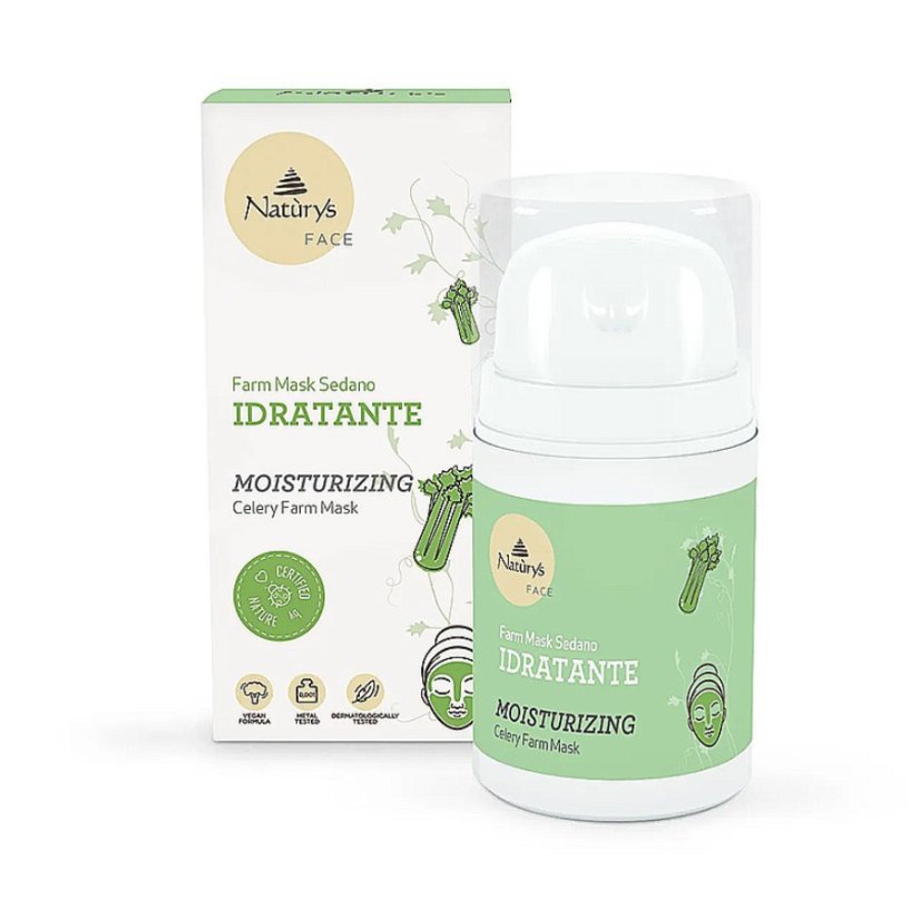 Hydratační pleťová maska s celerovým extraktem a bambuckým máslem Naturys MOISTURISING CELERY FARM MASK, 50 ml