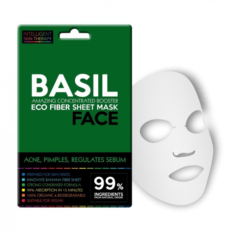 Textilní pleťová maska pro problematickou pleť / basil